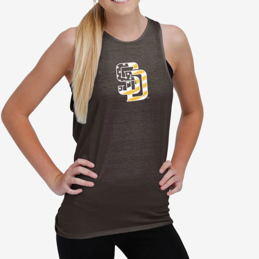 Padres criss cross 4th of July American flag stars san Diego MLB FOCO tank top